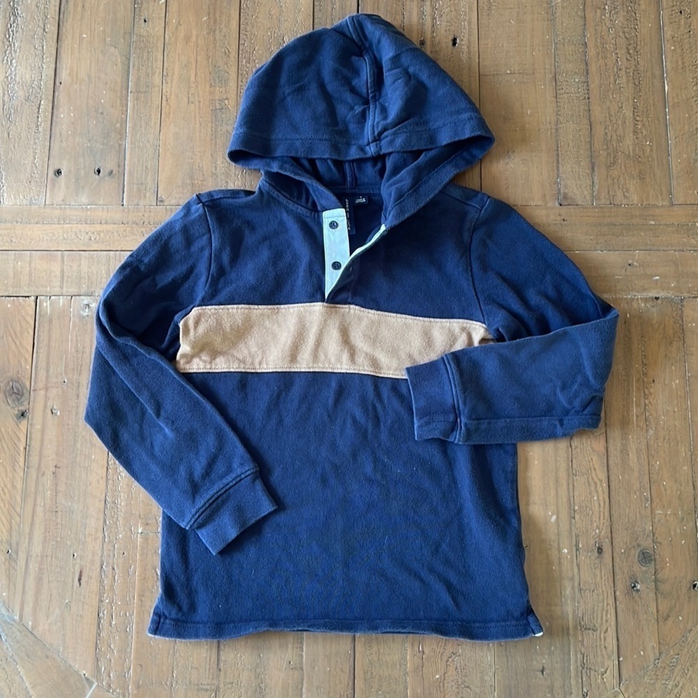 Janie and Jack navy striped hooded pullover